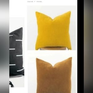2 Woven Nook velvet / Fall pillow cover camel brown  yellow
